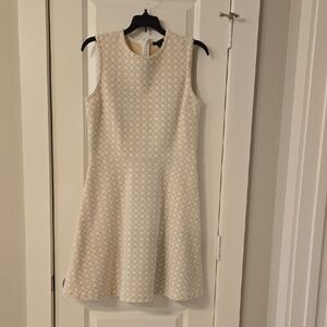 Ann Taylor Cream Patterned Mini Dress